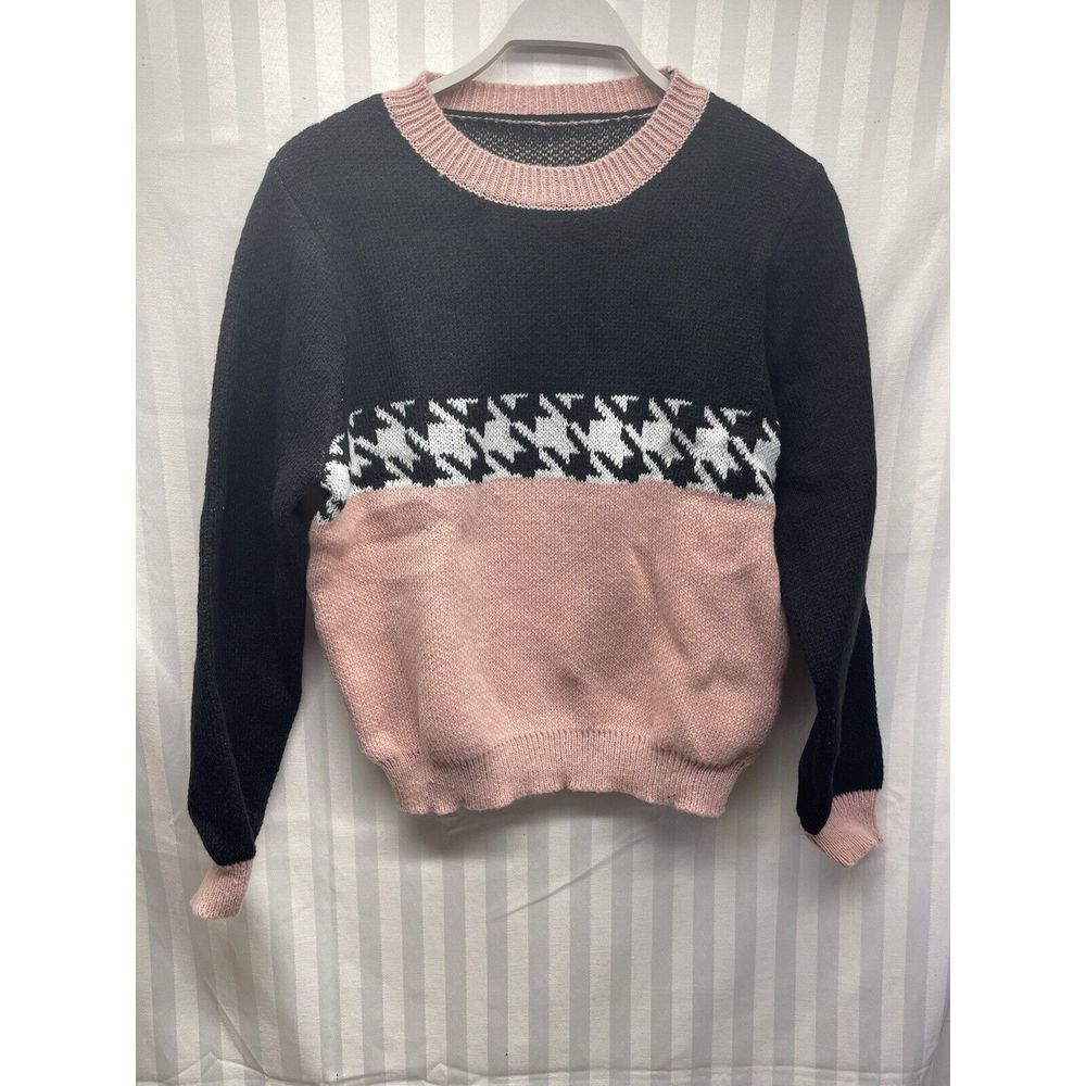 CozyEase Womans Hounds Lover‎ Sweater Size M Pink/black/white NEW